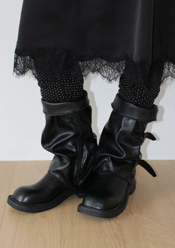 SLOUCH BUCKLE BOOTS